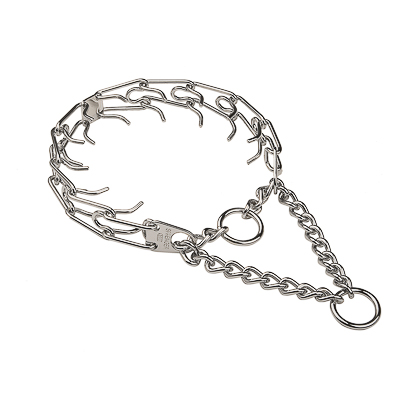 Chrome Plated Pinch Prong Collar with Center-Plate and Assembly Chain (3.2 mm x 23 in) Herm Sprenger