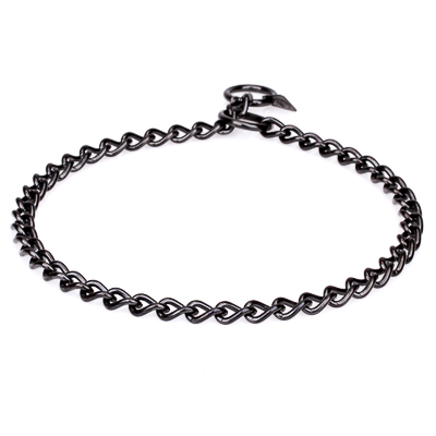 Black Stainless Steel Short Link Chain Collar with Round Chain - 3.0 mm