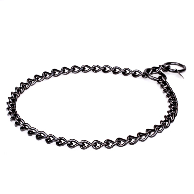 Black Stainless Steel Short Link Chain Collar with Round Chain - 3.0 mm