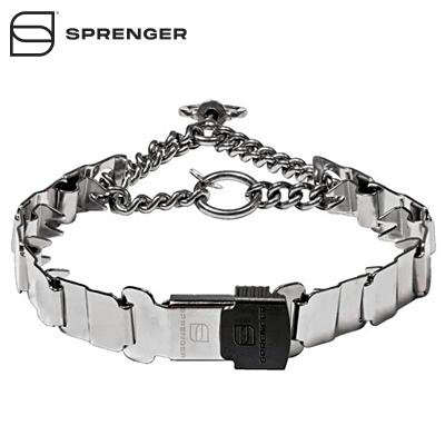 Stainless Steel Neck Tech Sport Prong Collar with Assembly Chain and Click-Lock (ClicLock) - 24 inches (60 cm) long